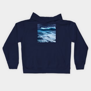 Hyperrealistic blue ocean waves Kids Hoodie